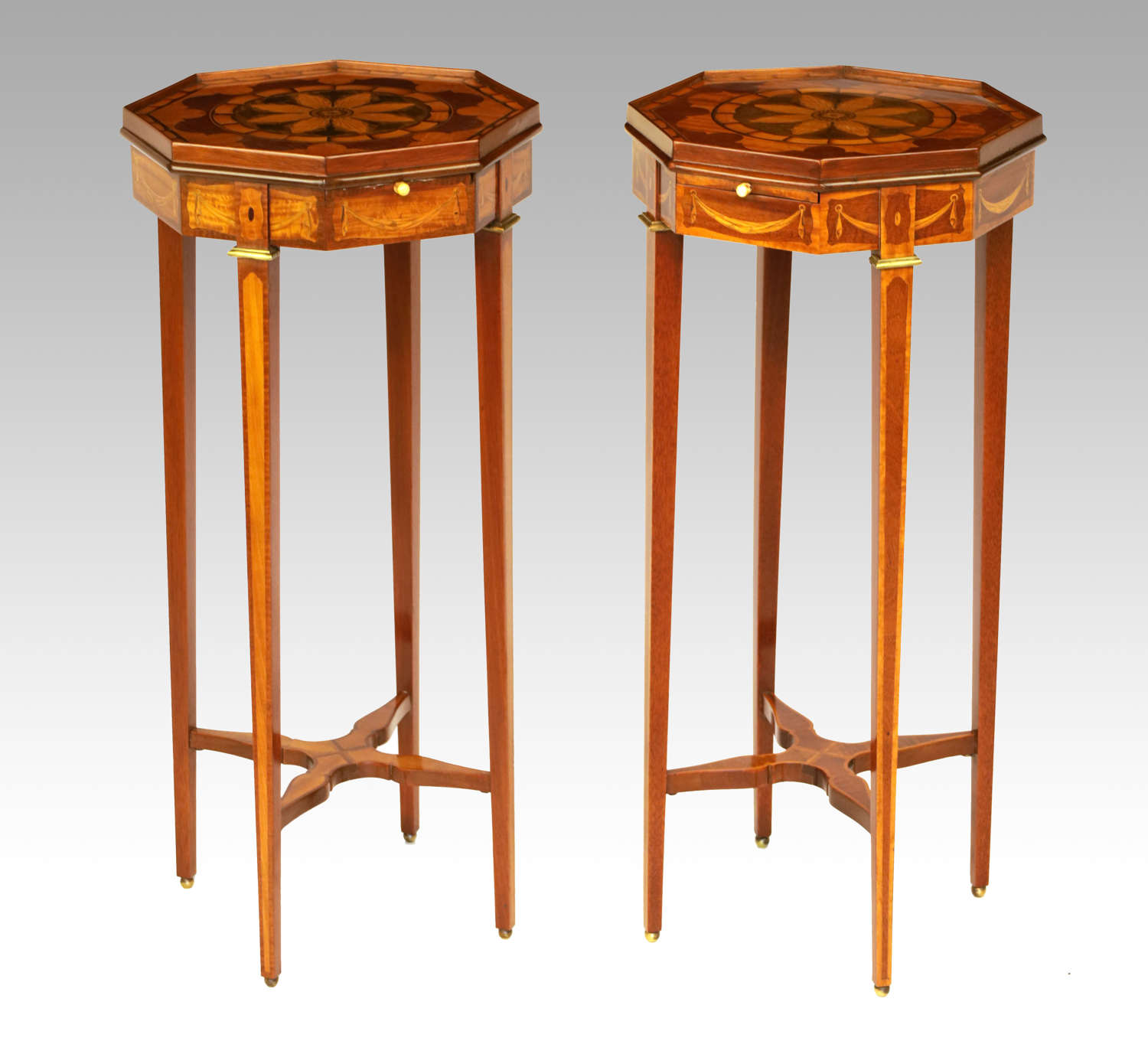 A Fine Quality Pair of Victorian Inlaid Mahogany Kettle stands