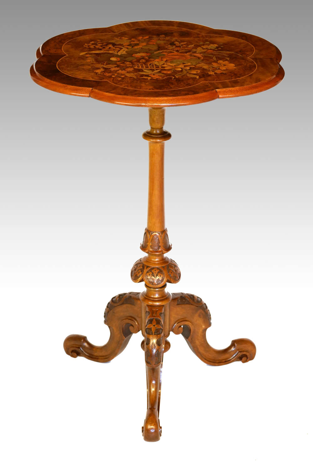 A Fine Quality Victorian Burr-Walnut Inlaid Shaped Moulded Edge Table
