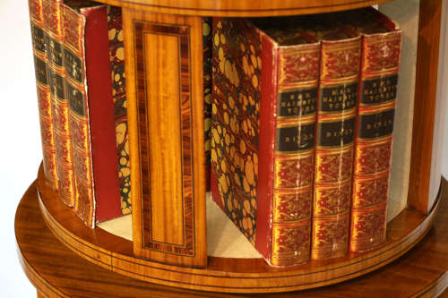 A Fine Victorian Burr Walnut Inlaid Revolving Library Bookcase