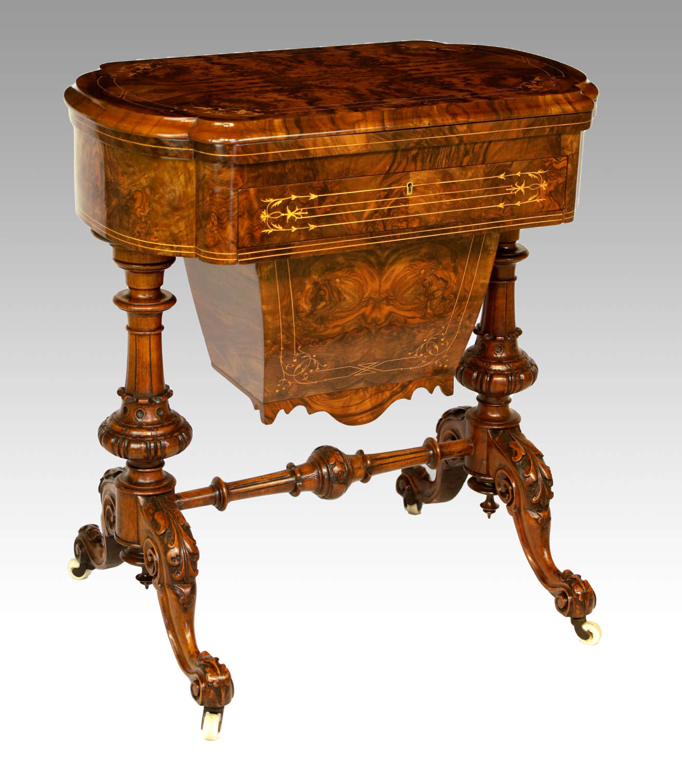 A Fine Quality Late 19th Century Burr Walnut Games/Work Table