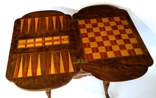 A Fine Quality Late 19th Century Burr Walnut Games/Work Table