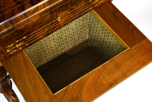 A Fine Quality Late 19th Century Burr Walnut Games/Work Table