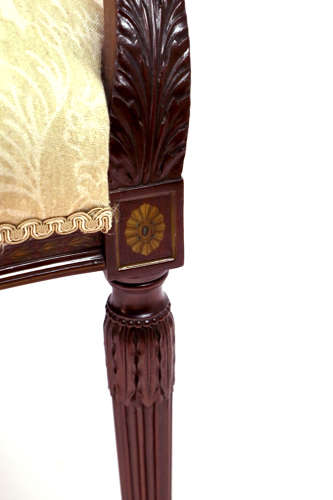 A Excellent Quality Sheraton Revival Upholstered Mahogany Armchair