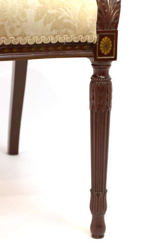 A Excellent Quality Sheraton Revival Upholstered Mahogany Armchair