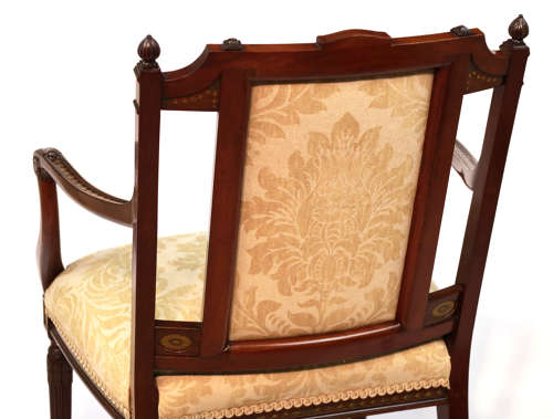 A Excellent Quality Sheraton Revival Upholstered Mahogany Armchair