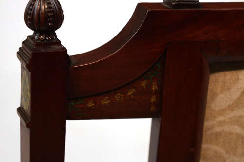 A Excellent Quality Sheraton Revival Upholstered Mahogany Armchair