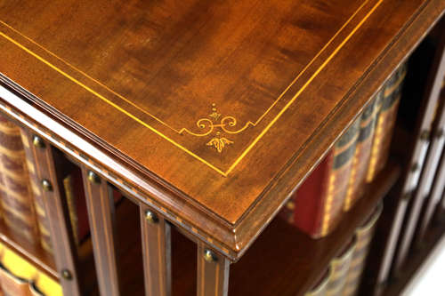 A Fine Late Victorian Mahogany Inlaid Revolving Bookcase