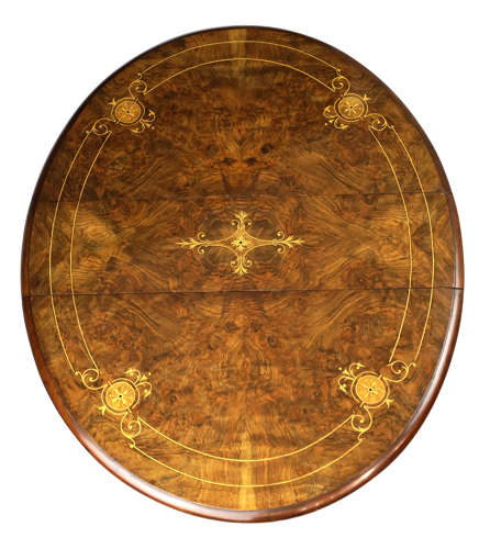 An Exquisite Victorian Burr Walnut Cabriole Leg Baby Sutherland Table