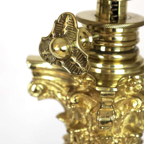 A Hinks & Sons Victorian Brass Corinthian Column Adjustable floor Lamp