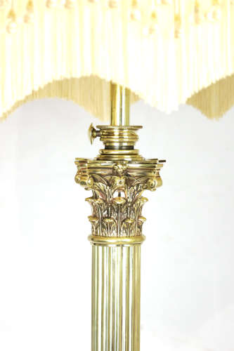 A Hinks & Sons Victorian Brass Corinthian Column Adjustable floor Lamp