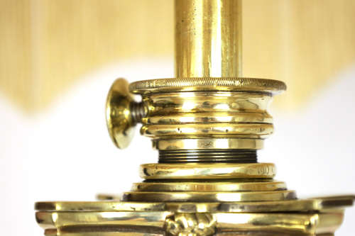 A Hinks & Sons Victorian Brass Corinthian Column Adjustable floor Lamp