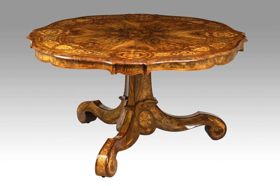 An Exhibition Quality Victorian Inlaid Marquetry Tilt Top Centre Table