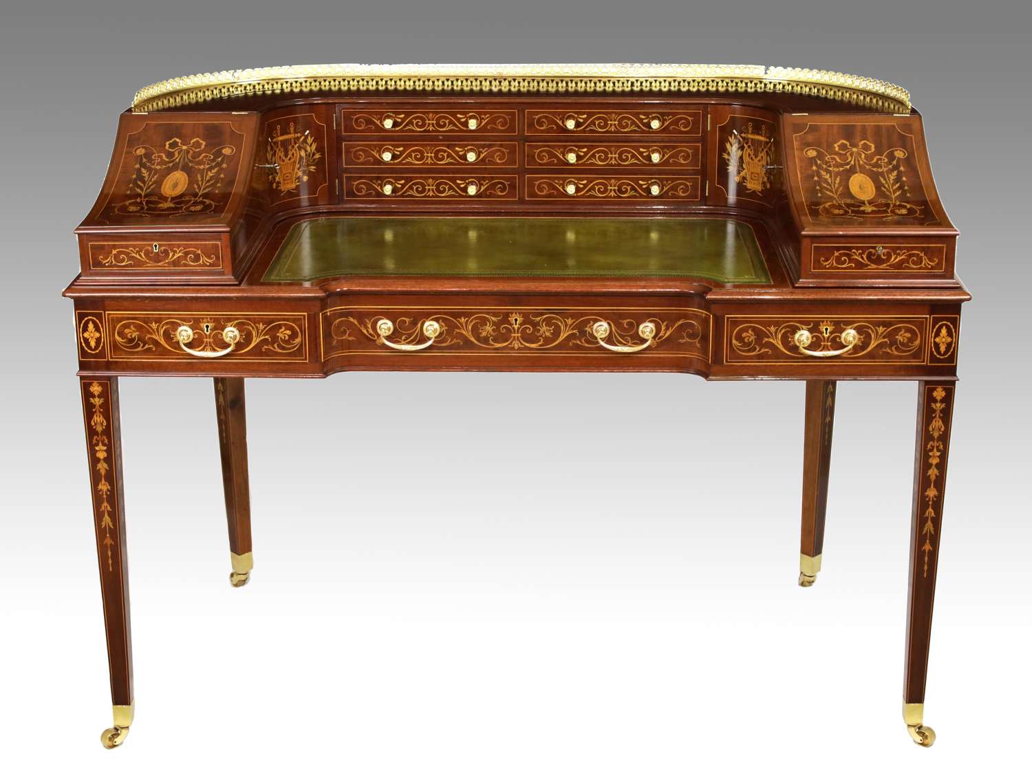 An Exhibition Quality Victorian Inlaid Mahogany Carlton House desk