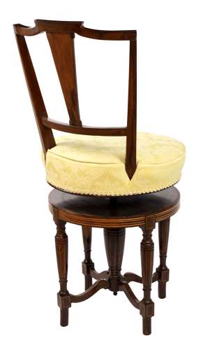An Elegant Quality Inlaid Victorian Rosewood Harpist Stool