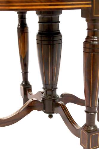 An Elegant Quality Inlaid Victorian Rosewood Harpist Stool