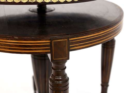 An Elegant Quality Inlaid Victorian Rosewood Harpist Stool