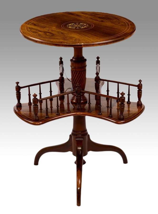 A Fine Late Victorian Inlaid Rosewood Revolving Library Table