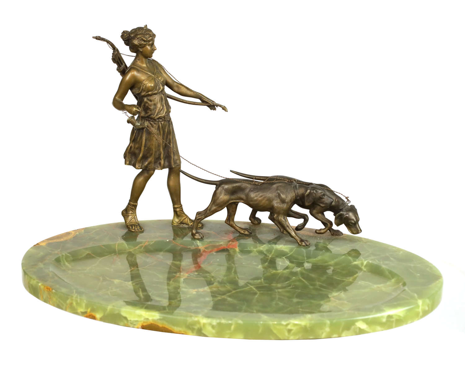 A 19th Century French Bronze and Onyx Figural Desk Tidy