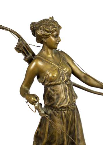 A 19th Century French Bronze and Onyx Figural Desk Tidy