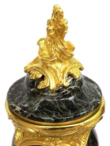A Pair of Late 19th C Verde Antico and Ormolu Mounted Cassolettes