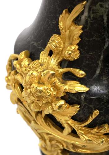 A Pair of Late 19th C Verde Antico and Ormolu Mounted Cassolettes