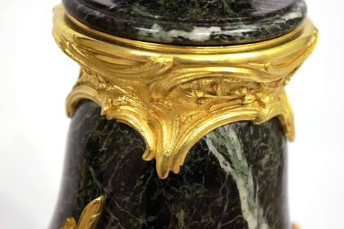 A Pair of Late 19th C Verde Antico and Ormolu Mounted Cassolettes