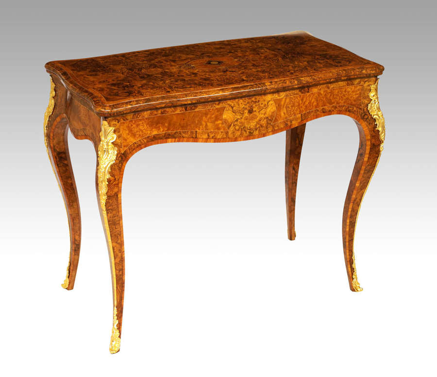 An Excellent Quality Victorian Ormolu Mounted Burr Walnut Games Table