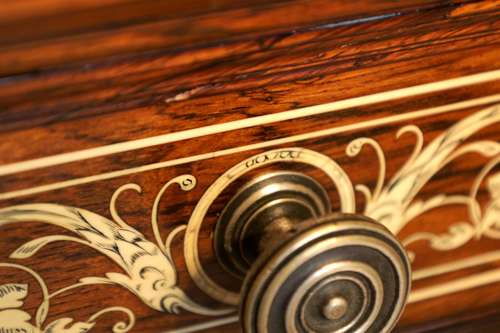 An Exhibition Quality Inlaid Rosewood Pedestal Desk By Howard & Sons