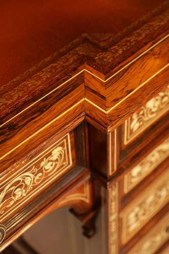 An Exhibition Quality Inlaid Rosewood Pedestal Desk By Howard & Sons