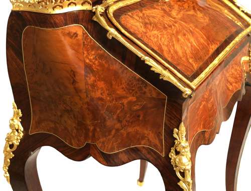 A Fine French Burr Walnut and Kingwood Ormolu Mounted Bureau de Dame