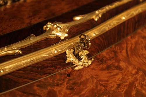 A Fine French Burr Walnut and Kingwood Ormolu Mounted Bureau de Dame