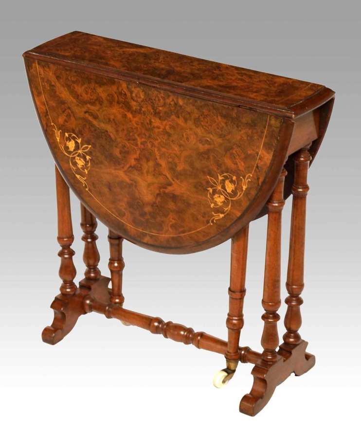 A Fine Quality Victorian Burr Walnut Inlaid Baby Sutherland Table
