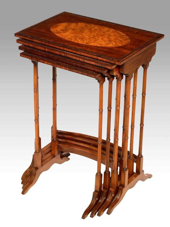 A Fine Set of Victorian Inlaid Mahogany Nest of Tables