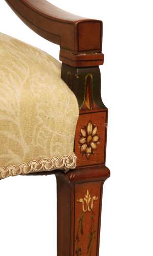 A Fine Pair of Victorian Inlaid Satinwood Shield Back Armchairs