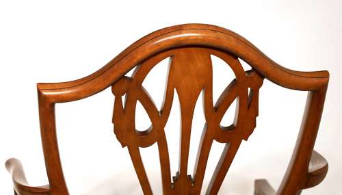 A Fine Pair of Victorian Inlaid Satinwood Shield Back Armchairs