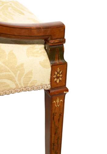 A Fine Pair of Victorian Inlaid Satinwood Shield Back Armchairs