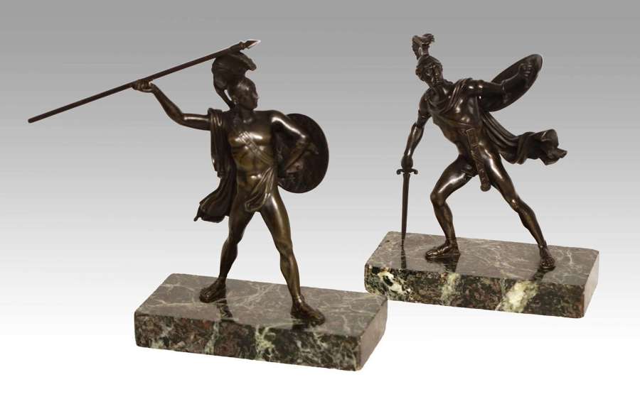 A Pair of 19th Century French Bronzes Gladiators of Horace and Curiace