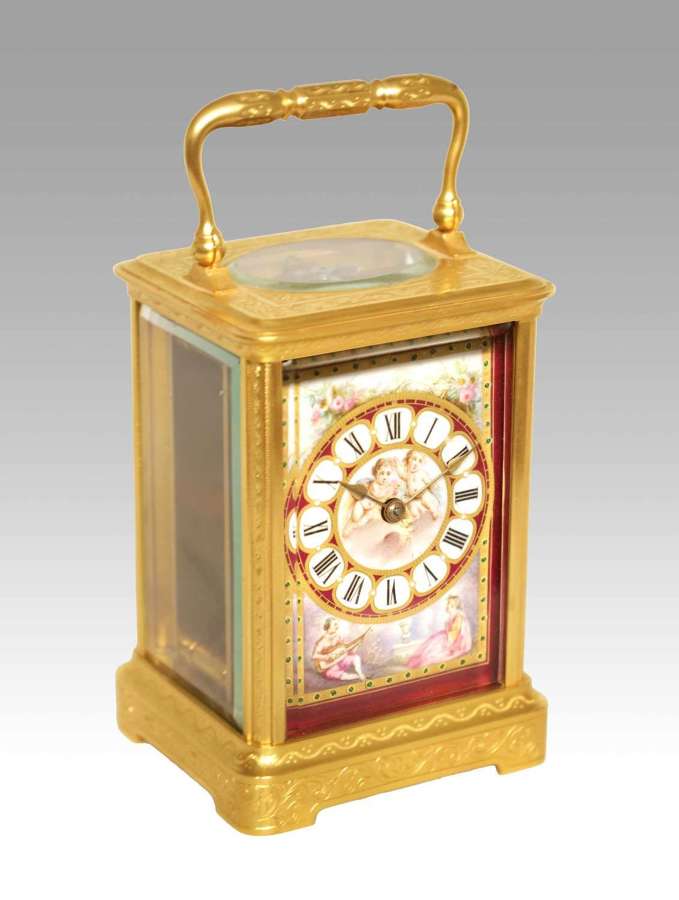 A Fine 19th C. French 'Sevres' Porcelain Panel Carriage Clock