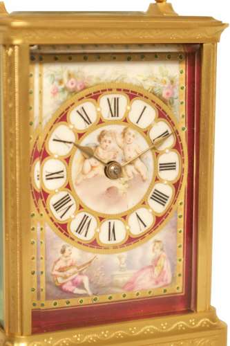 A Fine 19th C. French 'Sevres' Porcelain Panel Carriage Clock