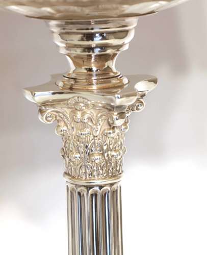 An Early Victorian Solid Silver Electrified Oil Table Lamp