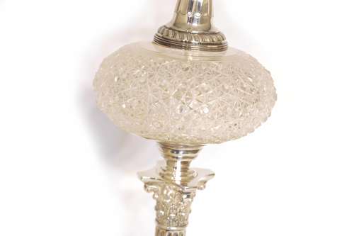 An Early Victorian Solid Silver Electrified Oil Table Lamp