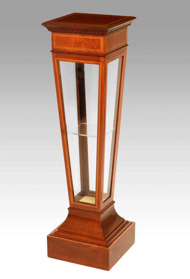 A Quality Victorian Inlaid Mahogany Glazed Display Pedestal