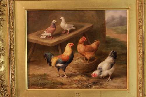 Edgar Hunt (1876 - 1953) Oil on Canvas