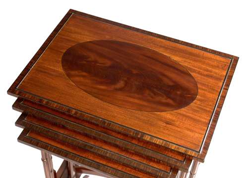 A Fine Late Victorian Mahogany Inlaid Quartetto Nest of Tables