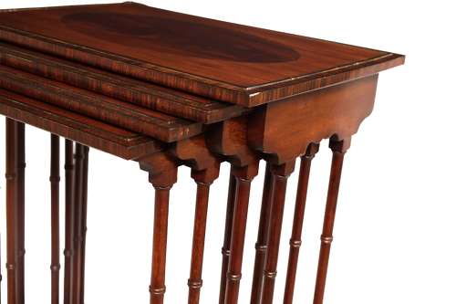 A Fine Late Victorian Mahogany Inlaid Quartetto Nest of Tables