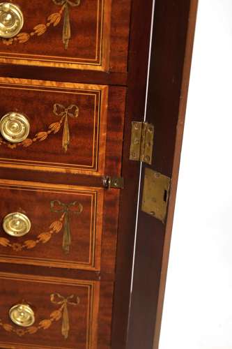 A Fine and Rare Victorian Inlaid Mahogany Walnut Wellington Chest