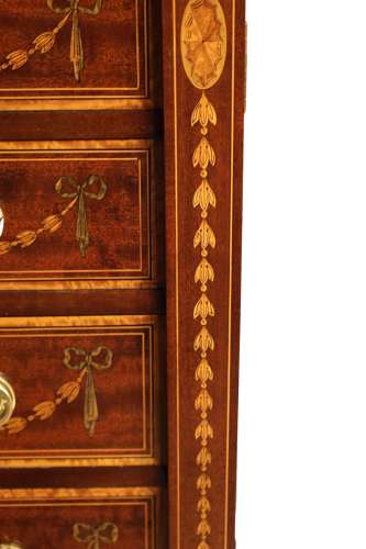 A Fine and Rare Victorian Inlaid Mahogany Walnut Wellington Chest