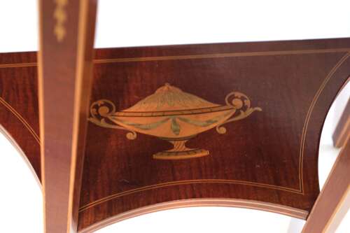 A Quality Late Victorian Mahogany Inlaid Demi Lune Table