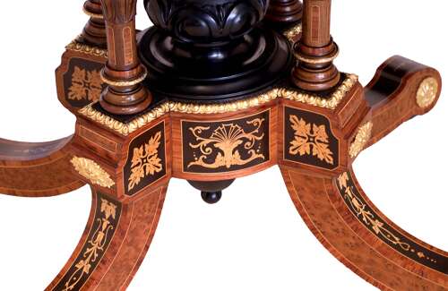 Att Gillows, A Victorian Burr Walnut And Amboyna Mounted Centre Table