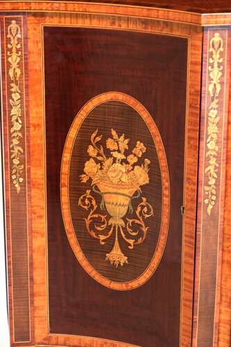 A Superb Late Victorian Mahogany Inlaid Serpentine Commode